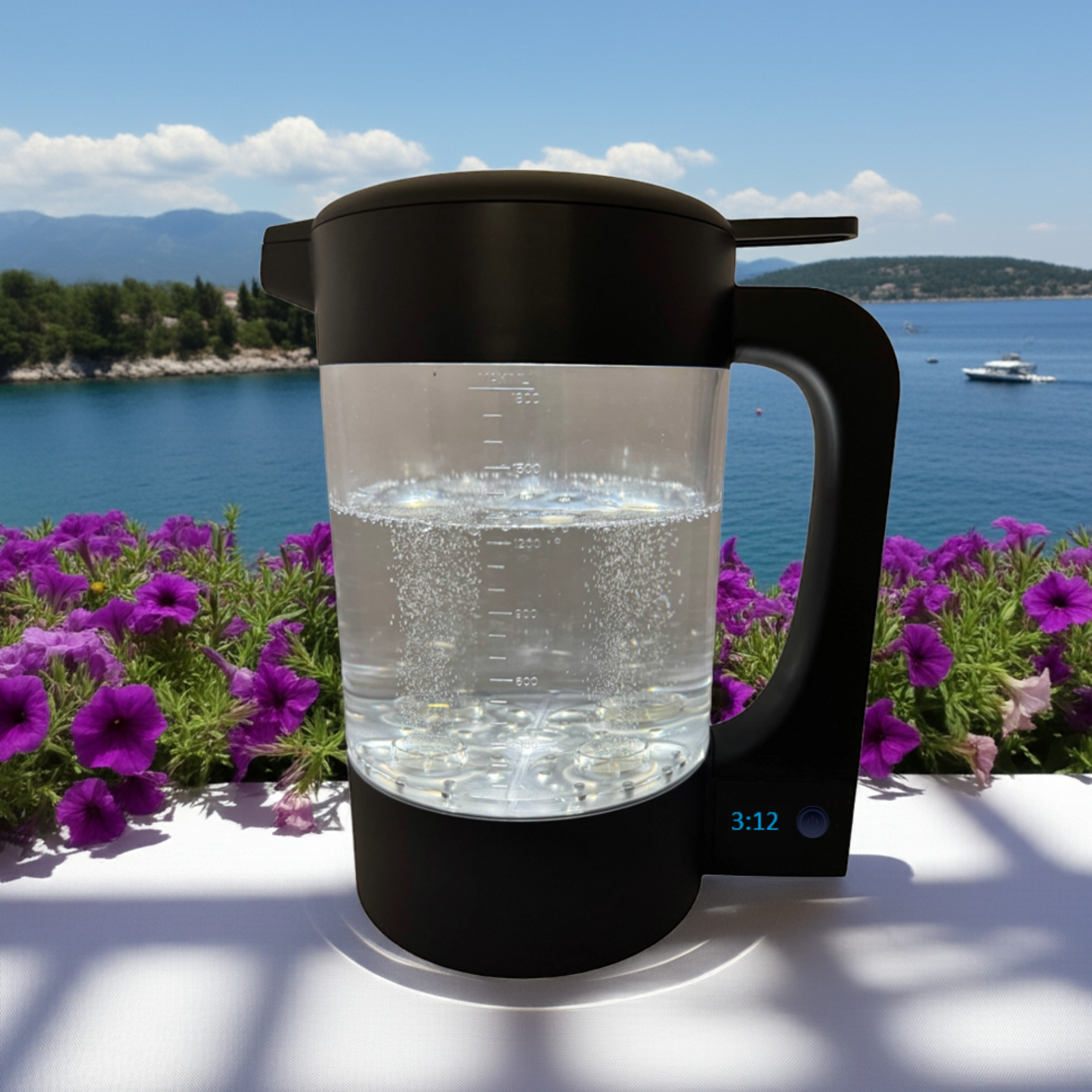 Aqua Hydrogen Water Pitcher - 2L Family Hydrogen Generator | 4 Advanced Generators | 2,000 PPM | 15-Min Cycles