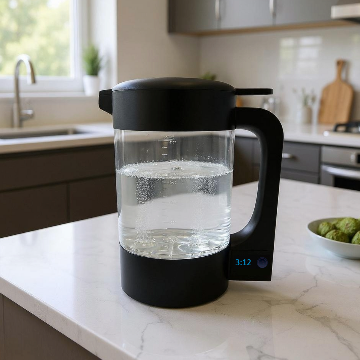Aqua Hydrogen Water Pitcher - 2L Family Hydrogen Generator | 4 Advanced Generators | 2,000 PPM | 15-Min Cycles